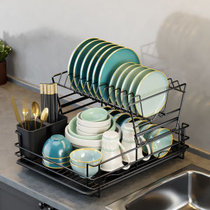 Multifunctional double-layer storage Dish Rack Drain Dish Rack Rak Penyimpanan Pinggan餐具收纳架