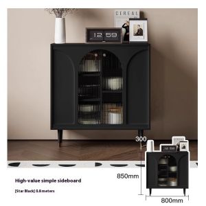 Kitchen Cabinet Sideboard Cabinet Multi-functional Storage Cabinet Wine Cabinet Modern Minimalist Black Cupboard Cabinet