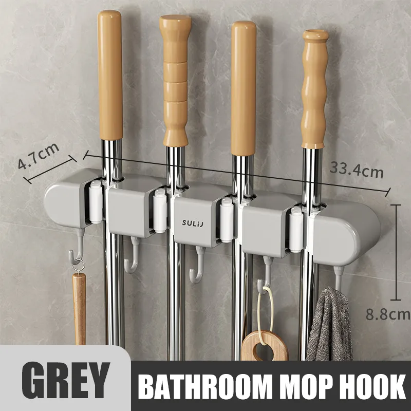 Wall Mounted Mop Holder Mop Organizer Brush Broom Hanger Hook