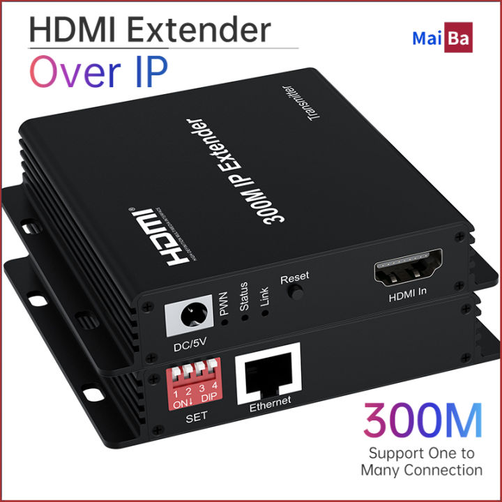 【Available】300M HDMI Extender over IP RJ45 Cat6 Cable 1080P HDMI to Ethernet Network Extender Support One TX to Many RX via Network Switch