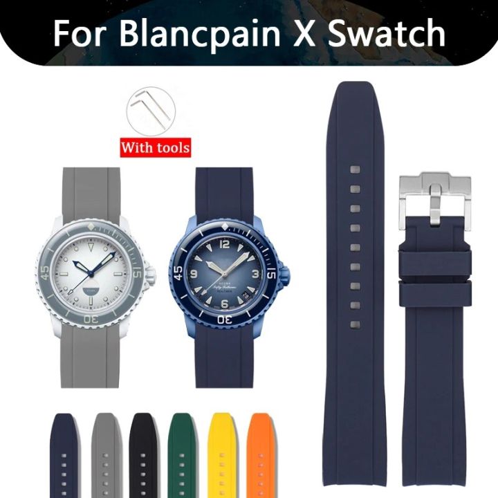 Strap for Blancpain X Swatch Fifty Fathoms Silicone Rubber Watch Band ...
