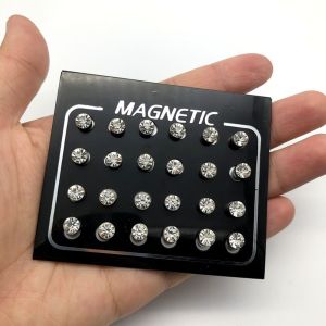 LYMEDIA 12 Pairs/Set Portable Round Shape Crystal ic Fake Earring Studs Stimulating Acupoints No Piercing Gift For Friend