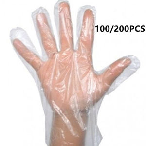 【Elegant Residence】100/200PCS Eco-friendly Disposable PE Gloves  Household Restaurant BBQ Multifuctional Protect Gloves