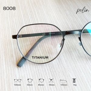 Polin กรอบแว่นสายตา รุ่น 8008 เนื้อไทเทเนียม เบาทน ไร้สกรู ทรงสวยหรู
