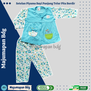 Setelan Baju Bayi Piyama Bayi Panjang Perempuan TELUR Pita Bordir Unge 6-18 bln ZPY86