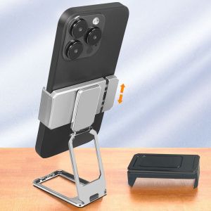 Foldable Back Clip Cellphone Holder 360 Rotation Double Ring Metal Finger Kickstand Desktop Folding Portable Phone Stand Paste Free Lazy Adjustable Telescopic Bracket