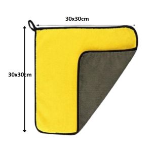 Kain Lap Microfiber 2sisi Multifungsi Ukuran 25x25 30x30 Warna Kuning Abu Cloth