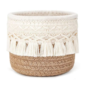 Tassels Desktop Storage Basket Cotton Rope Weaving Makeup Brush Storage Basket Boho Home Ornament