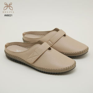 HELIVA TAMARA Sepatu Mules Casual Slip On Kulit Tekstur Wanita Sol 1cm HV8021