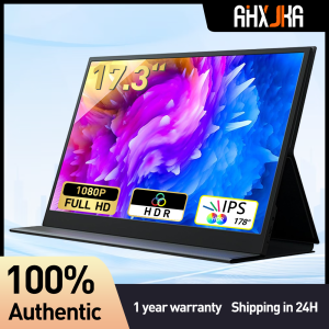 AHXJKA 17.3 Inch Portable Monitor60HZ Gaming MonitorFHD IPS/HDR Computer Screen Extender with Built-in Speakers -Compatible with Laptop PC Phone PS4/PS5 Switch