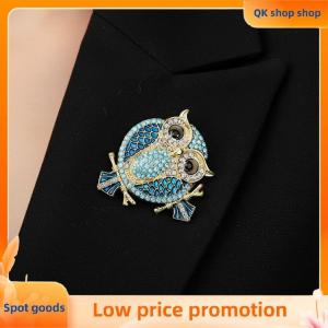 ✨QK shop✨ Owl Brooch Elegant Rhinestone Animal Jewelry Fashion Metal Pin For Women Coat Blazer Dress Decoration