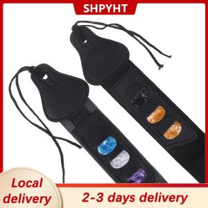 [COD] SHPYHT Local delivery Ship within 24 hours Adjustable Electric Guitar Strap With 3 Guitar Picks Holders PU Leather Ends Acoustic Guitar Bass Strap Belt Accessories