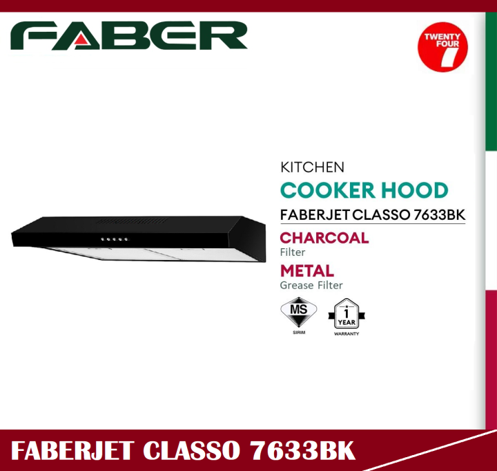 FABER 3Speed Kitchen Cooker Slim Hood FABERJET CLASSO 7633BK (FABERJET