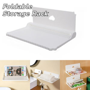 Foldable Wall-mounted Storage Rack Punch-Free Foldable Shelf For Bathroom Toilet Kitchen Storage