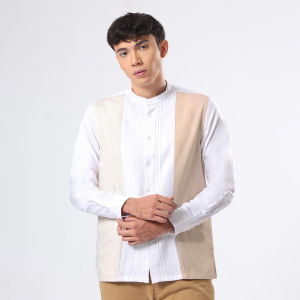 EDWIN JEANS - KOKO ASLAN WHITE Kemeja Lengan Panjang Baju Muslim Pria Top Man Muslim Shirt