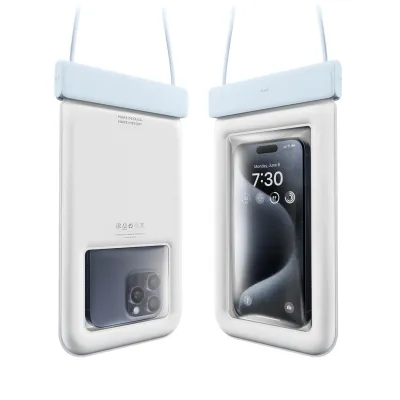 Elago Waterproof Phone Pouch Compatible with iPhone 16 15 14 13 12 11 Series Galaxy S24 S23 S22 S21 Series - Underwater Screen Touchable Dry Bag Dual Zipper Lock Including Card Pocket