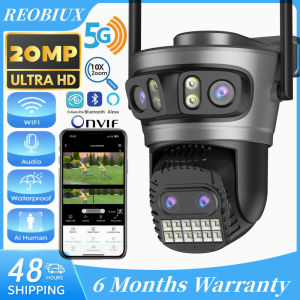 REOBIUX 5G 20MP WiFi IP Camera Four Lens Outdoor 10X Zoom 16MP Camera Connect To Mobile Phone Auto Tracking Video Human Detection Surveillance CCTV Camera