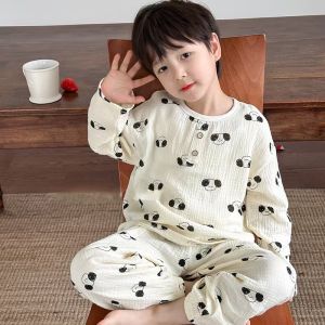 เด็กผ้าฝ้าย Muslin ชุดนอนน้ําหนักเบาเสื้อผ้าสําหรับชายและหญิงผ้าฝ้าย 100% Breathable Moisture Wicking Heattech และเหงื่อควบคุม