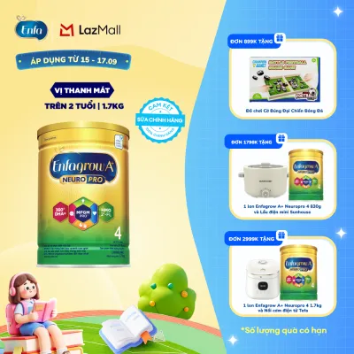 [CHỈ TỪ 15-17/09 MUA LÀ CÓ QUÀ] Sữa Bột Enfagrow A+ Neuropro 4 1.7kg với DHA giúp phát triển não bộ cho Trẻ Từ 2 – 6 Tuổi