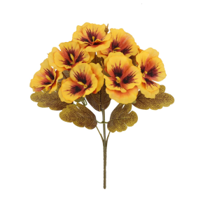 Multicolored Silk Flower Stem Five Prongs Design Pansies Elegant Decorative Floral For Modern Interior Styling