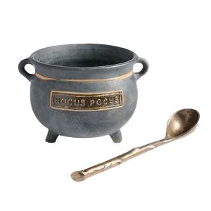 CSQ63 with Spoon Witches Cauldron Serving Bowls Resin Old Style Snack Tray Candy Bucket Practical Sundries Container Costume Props