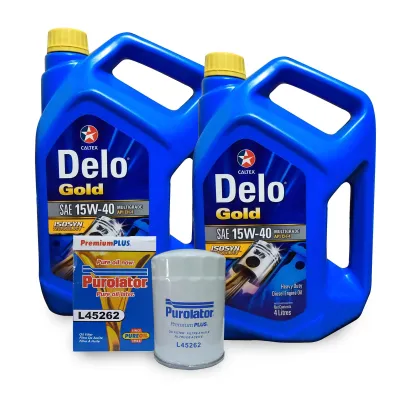 Caltex Delo Gold SAE 15W-40 Oil Change Bundle for Mitsubishi Pajero Fieldmaster 2.8L / Mitsubishi Montero Sport 4x4 (4M40) / Pajero 3.2 / Space Gear ( with Purolator Oil Filter )