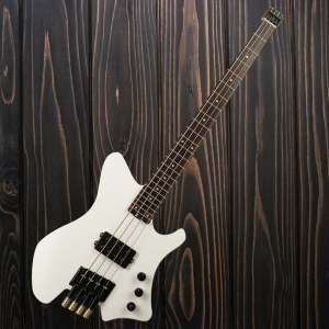 EART BW-4 Bookmatch Mahogany Body White 4-String Headless Electric Bass Guitar with Free RJ ABS Hardcase : Sale