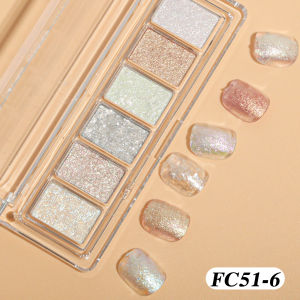 Ardour 6Colors Shine Bling Solid Chrome Nail Powder Auroras Pigment Opal Flakes Paste On Manicure Decoration