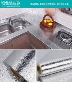 AA shop  Size 5 Meters * 45CM Adhesive Kitchen Stickers Gold and Silver PVC Waterproof Oilproof Heatproof