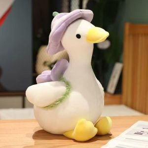 LUMIYA with Flower Backpack Plush Duck Doll 30/40/50cm Soft Stuffed Animal Toy Cute Throw Pillow Kids