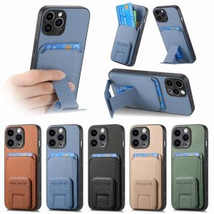 Phone Case for OPPO A38 A18 A79 A60 A17 A17K A98 A15 A15s A16K A58 A77s A78 A57 A96 A76 A54 A12 A5s A7 5G Back Casing Folding Bracket Card Slost Carbon Fibre Cover