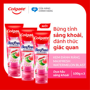 [MỚI] Bộ 3 Kem đánh răng Colgate MaxFresh hương nhiệt đới tinh thể cầu vồng the mát 100g/tuýp