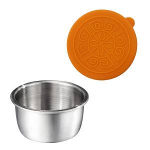 Silicone Cover 304 Stainless Steel Sauce Cup Sauce Cup Sauce Container Outdoor Portable Tomato Salad Seasoning Saucer Dish