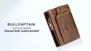 BULLCAPTAIN 100% Genuine Leather Mens Rfid Wallet Multifunctional Storage Bag Coin Purse Wallet Card Case2026