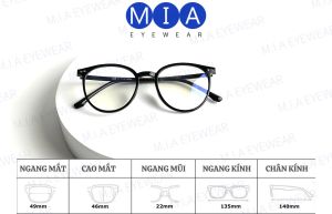 Gọng kính nhựa MIA EYEWEAR G68 dáng oval càng cốt kim loại dễ nắn chỉnh form