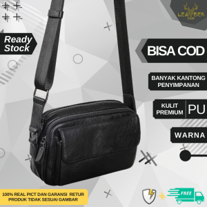 Tas Selempang Kulit Pria Waterproof Model Terbaru Warna Hitam Berkualitas