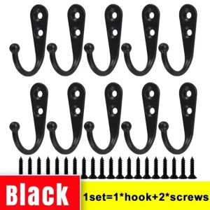30/1set Alloy Hooks with Screws Wall Mounted Hanging Hangers for Coat Towel Bags Caps Hook Kitchen Bathroom Storage Rack Holders