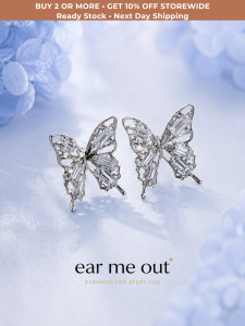 [SG] Crystal Butterfly Stud Earrings | 925   Pin Earrings | Rhinestone Butterfly Earrings | Elegant   Butterfly Studs | ear me out (EMO-58)