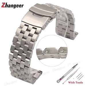 18mm 20mm 22mm 24mm 26mm High Quality Full Solid Stainless Steel Flat Interface Watch Band Straps Wristband Bracelet With Tools2026