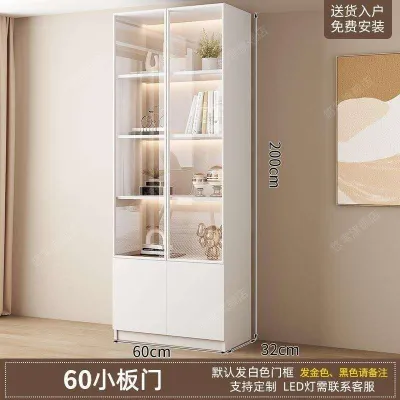 Display Cabinet Home Glass Door Storage Cabinet Solid Wood Bookshelf Cabinet (BT) Installation+80SGD
