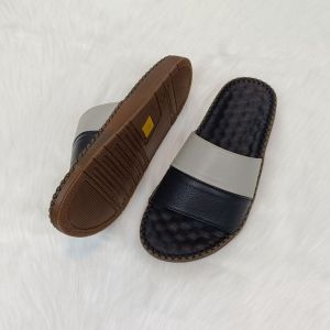 Dép lê nam quai ngang thời trang Dép nam  da bò thật  đế doctor 3cm may viền thủ công