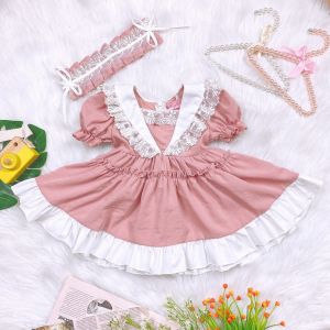 Váy Hồng Dolly Pastel Cho Bé Gái 4 Đến 30kg Chất Đũi Phối Ren [V016]