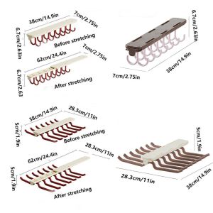 OTYRF พลาสติก ราวแขวนผ้าแบบยืดหดได้ ความจุขนาดใหญ่ ดึงออก ที่แขวนเก็บชุดชั้นใน ทนทาน สองแถว ที่แขวนชุดชั้นใน สำหรับบ้าน