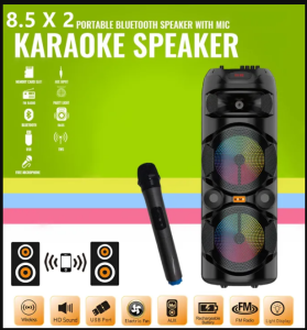 vertex 8000W Bluetooth Karaoke Speaker with adjustable Bass/Treble/Echo FREE Wireless Microphone FREE Remote FREE Cord Charger FM Radio AUX-IN Rechargeable BK8809