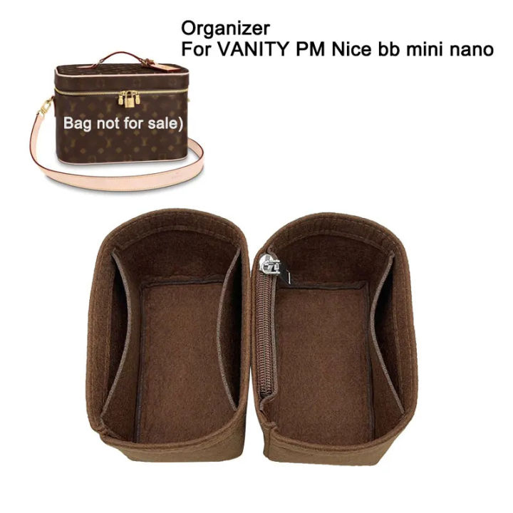 Masukkan penganjur beg untuk VANITY PM Nice BB Nano , beg tangan mewah wanita Tote Travel Inner Purse, pembentuk beg Liner kosmetik