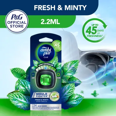 Ambi Pur Air Freshener Fresh & Minty After Tobacco Car Clip 2.2ml (Ambipur car auto odor eliminator perfume pewangi kereta)