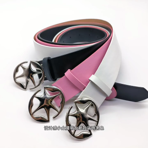 Jeans Waist Belt with Hollow Star Buckle PU Leather Adjustable Waist Belt Y2k Style Woman Dresses Skirt Coat Waistband