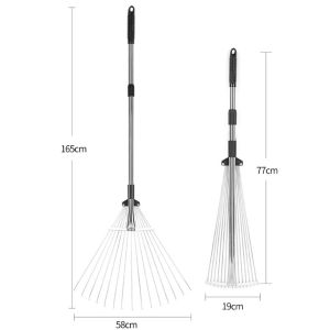 คราดเหล็ก15ฟัน คราดหญ้า คราดถากหญ้า คราดใบแบบยืดไสลด์ ปรับระดับ คราดเหล็กปรับระดับ พร้อมด้าม ผลิตจากสเตนเลสสตีลคุณภาพสูง แข็งแรง Garden grass rake คาดเหล็ก lawn rake คราดดิน คราดถากหญ้า15ฟัน