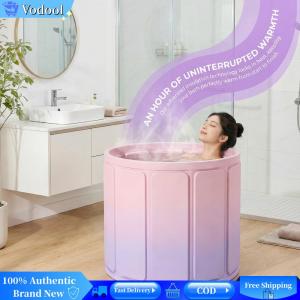[Vodool Brand Center] Portable Bathtub Diameter 27.56in Folding Adult Bath Tub Household Thickened Insulated Foldable Bathtub for Shower Baths at Home Indoor & Outdoor
