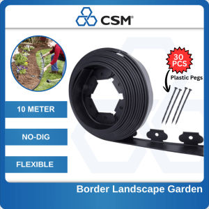 Garden Edging Border 10M Heavy Duty PE Landscape Fence with 30 Spikes No Dig Flower Bed Tree Ring